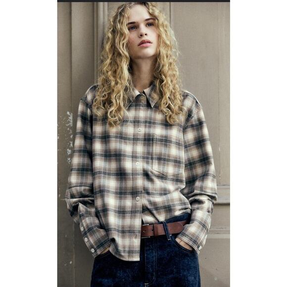 ZARA Plaid Flannel Overshirt, buttoned shirt, Vintage Size Large - Picture 15 of 15